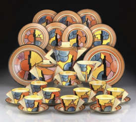 CLARICE CLIFFSUNRAY A POTTERY TEA SERVICE, DESIGNED 1929