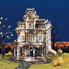 Grimsly Manor a lighted building form the Snow Village Halloween Collection