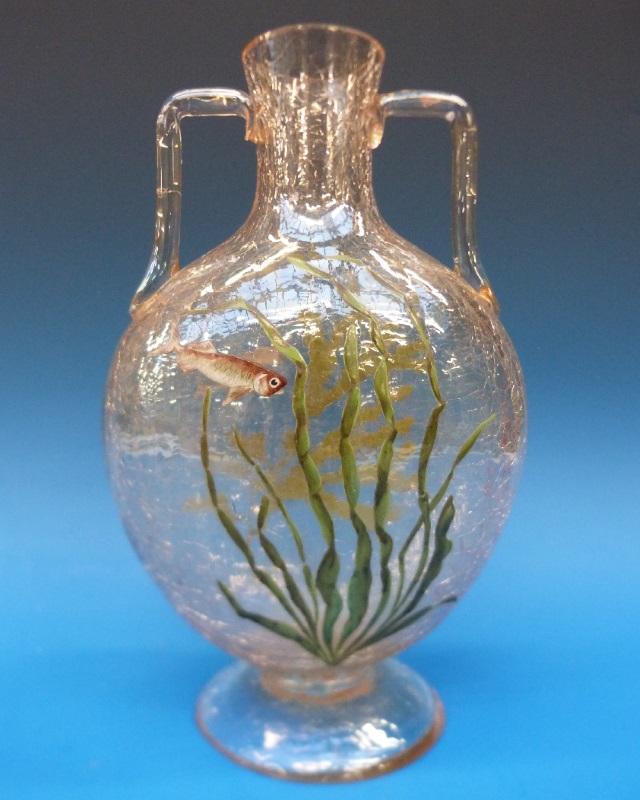 Moser enamel and crackle glass vase 1900-1920