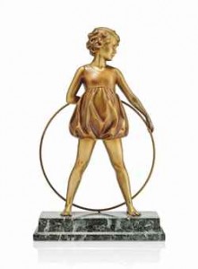 erdinand Preiss hoop girl spelter