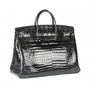 A BLACK CROCODILE 'BIRKIN' BAG