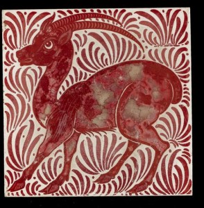 William De Morgan Antelope a Ruby Lustre Animal Tile