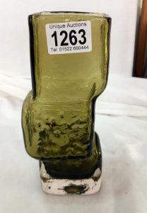 Whitefriars Drunken Bricklayer Vase in sage green