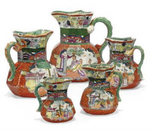 Eight Mason's Ironstone Jugs Circa 1825-35