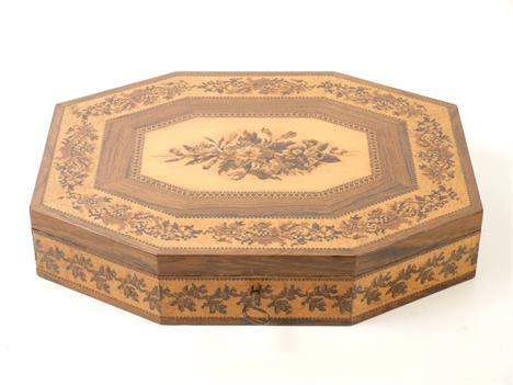 A mosaic Tunbridge ware games box c1840