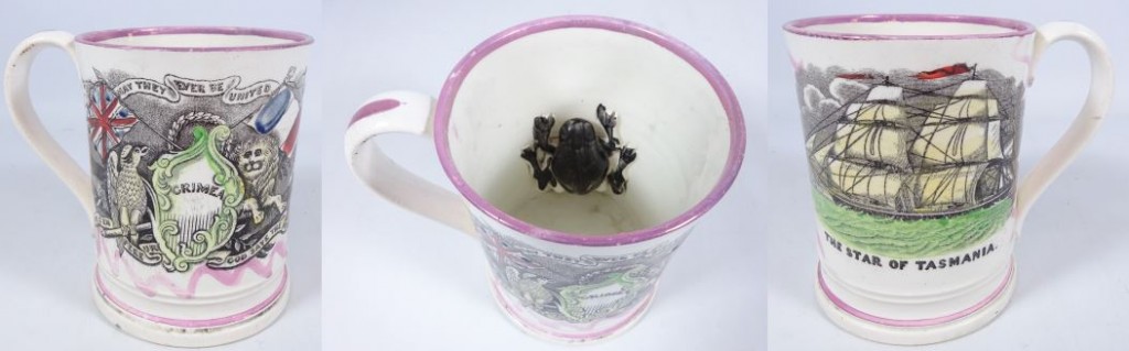 19TH CENTURY SUNDERLAND FROG MUG COMMEMORATING THE CRIMEA