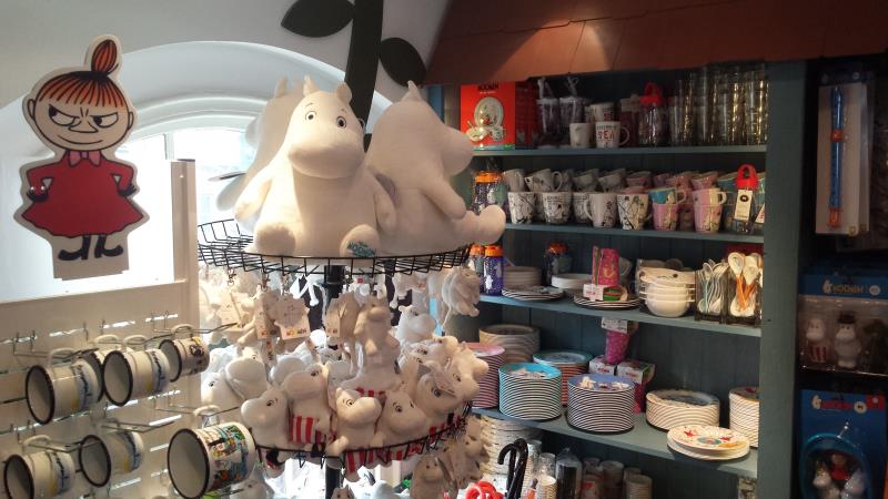 moomin collectables and toys on display
