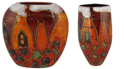 Anita Harris Lest We Forget Poppies vases