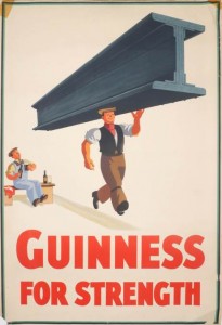 guinness for strength poster john gilroy man holding girder