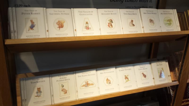 A selection of Beatrix Potter books at Hill Top shop