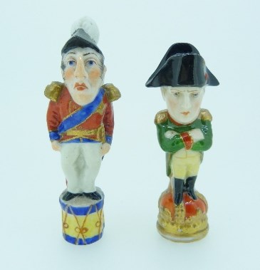 19th C Derby porcelain Wellington  and Napoleon Pipe Stopper or Tamper
