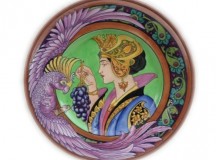 charlotte rhead plaque charger lady with parrot