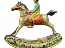 Rocking Horse with Jockey Tin Plate Penny Toy by Johann Meier