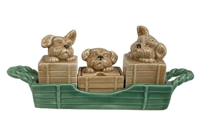 Sylvac Pottery 1715 Dog Cruet Condiment Set