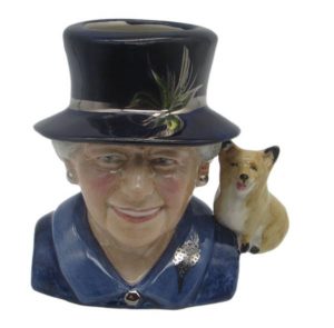 H M Queen Elizabeth II Platinum Anniversary Toby Jug Bairstow Pottery blue colourway