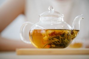 Photo of clear teapot with Chinese tea