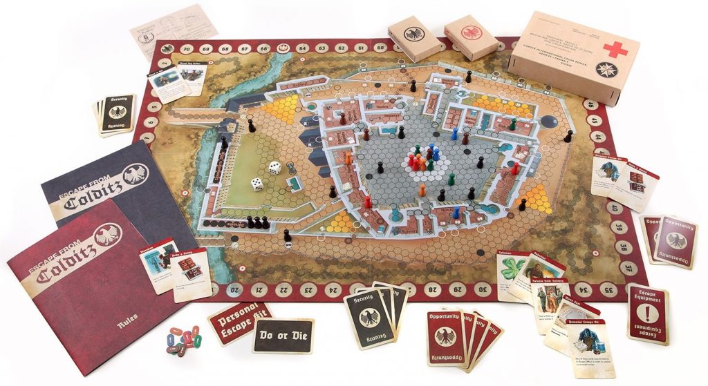 Escape from Colditz board game layout and items
