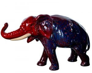red and blue Sung flambe glaze Elephant signed Noke