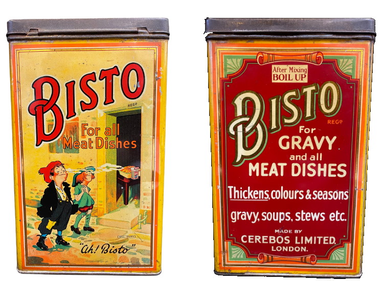 A large Bisto shop counter tin featuring the Bisto Kids