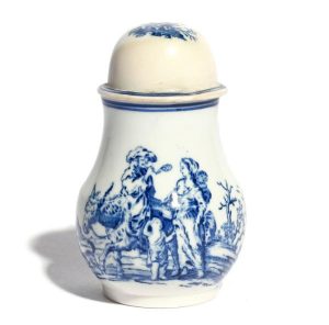 A rare Caughley mustard pot and cover c1790