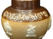 DOULTON Lambeth Stoneware Advertising COLMAN'S Mustard Pot c1910