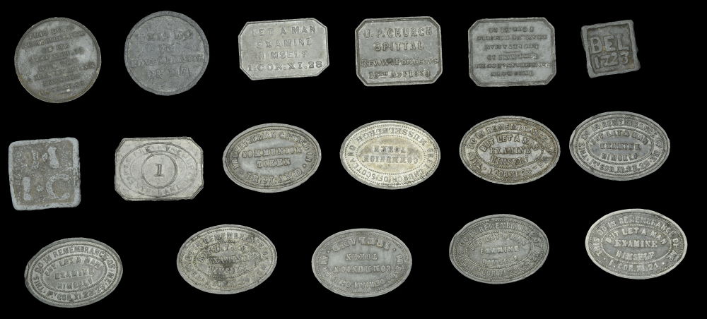 a collection of Irish Communion Tokens