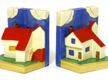 clarice cliff cottage bookends