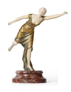 Georges Omerth Little Bacchante A Gilt Bronze and Ivory Figure circa 1920