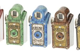 set of Coronet Midget Cameras showing various colours
