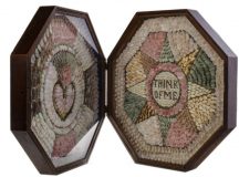 19TH CENTURY SAILORS VALENTINE depicting heart and floral motif the other inscribed Think of Me