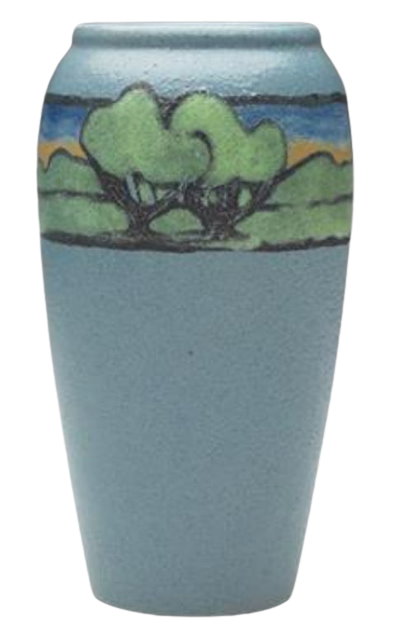 Paul Revere Pottery vase blue matte glaze