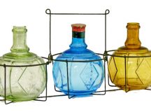 Three Haywards glass fire grenades in pale green pale blue and amber