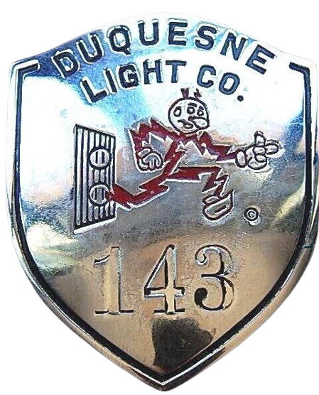 Duquesne Light Company Pittsburgh PA Reddy Kilowatt Numbered Employee Badge