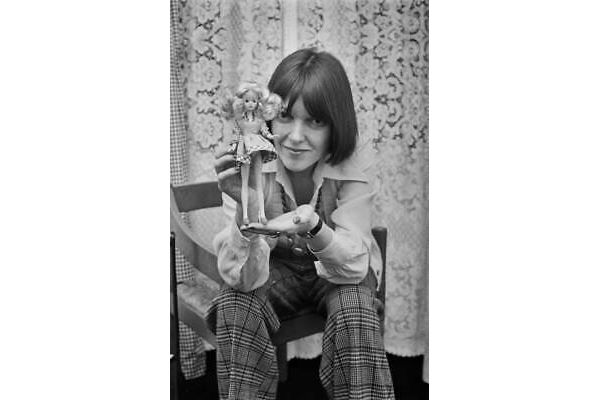 Photograph of Mary Quant at the launch of the new doll Daisy