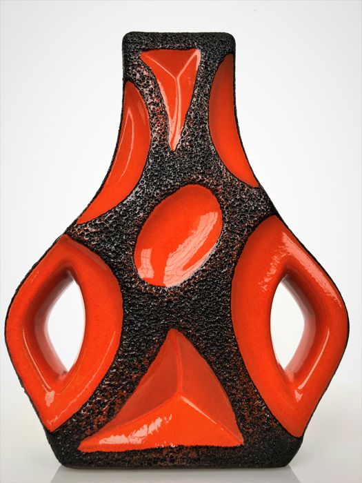 Roth Keramik Fat Lava Guitar Vase Model 312 in Orange