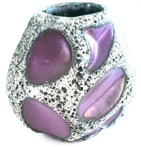 Roth Keramik ball vase Shape no 308 in purple and black