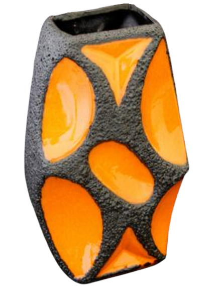 Roth Keramik large Lozenge vase Shape no 311 in orange and black