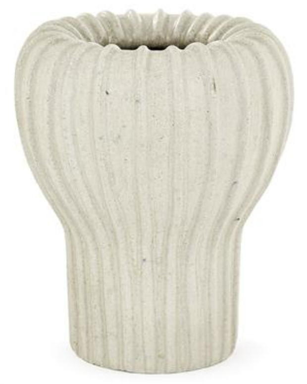 Arne Bang 1930s-1940s Sandstone tulip vase with stylized vertical decoration of a succession of high semi-cylindrical ribs