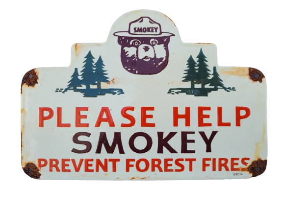 1956 Smokey The Bear Porcelain Sign Please Help Smokey Prevent Forest Fires