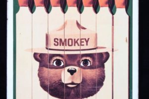 Smokey Bear porcelain enamel sign