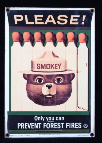 Smokey Bear porcelain enamel sign