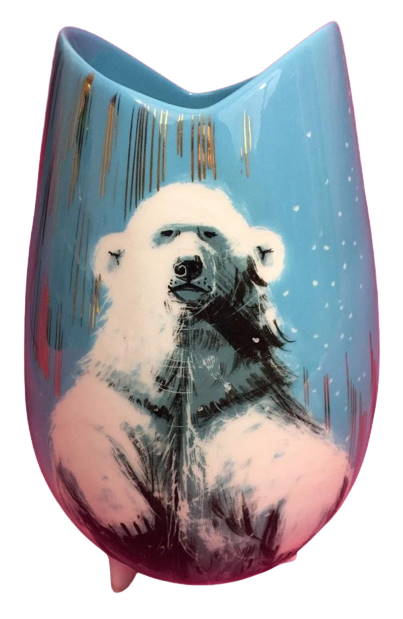 Matthew Adams Alaskan polar bear three legged vase