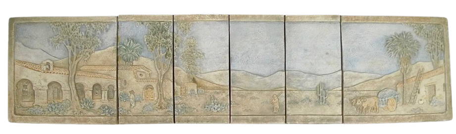 Claycraft 6 tile panel of Spanish Revival theme
