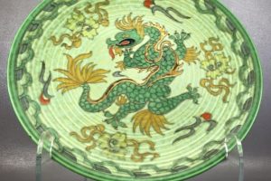 Charlotte Rhead Manchu Dragon pattern charger signed to base