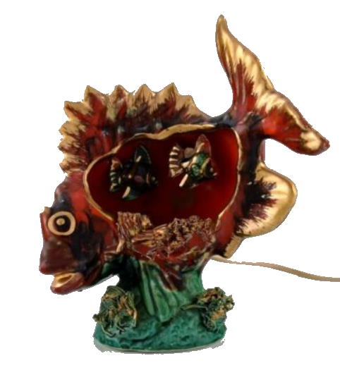 Vallauris France Glazed ceramic table lamp in the shape of a fish