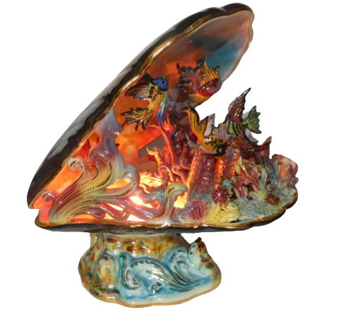 Vallauris Fish Lamp In Form Of Large Shell