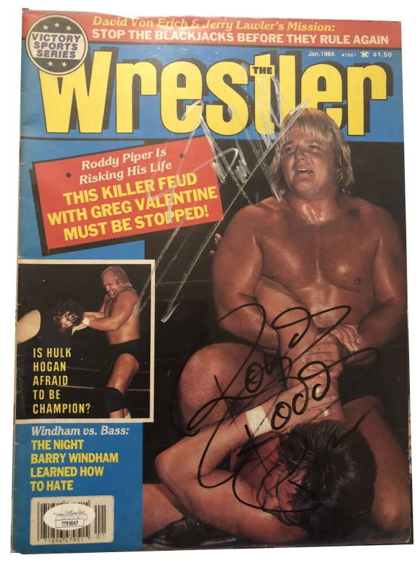 Rowdy Roddy Piper and Greg Valentine Autographed Signed The Wrestler Magazine JSA Authenticated