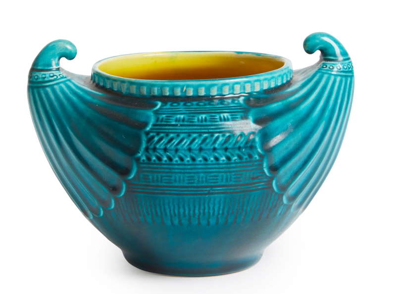 Twin-Handled Jardinière by Christopher Dresser For Linthorpe Art Pottery Circa 1880