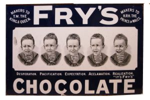Frys Chocolate Five Boys Enamel Advertising Sign