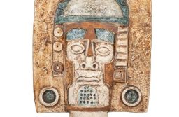PENNY BLACK FOR TROIKA POTTERY AN AZTEC DOUBLE SIDED FACE MASK